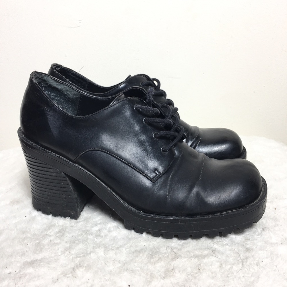 Vintage Mudd platform chunky square toe shoe black 8